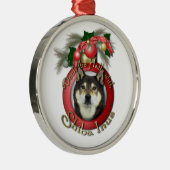 Weihnachten - Plattform die Hallen - Shiba Inus - Silbernes Ornament (Rechts)