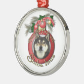 Weihnachten - Plattform die Hallen - Shiba Inus - Silbernes Ornament (Links)