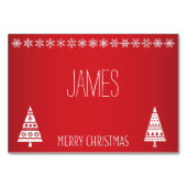 Weihnachten-Platzkarten mit weißen Schneeflocken Tischnummer (Rückseite)