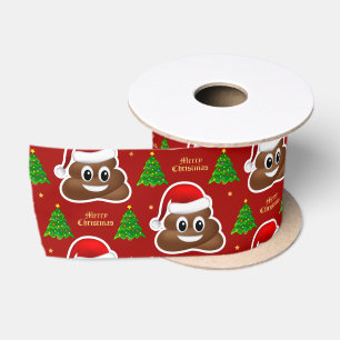 Weihnachten poemoji mit Weihnachtsmannmütze Band Satinband