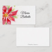 Weihnachten Poinsettia Aquarell Flat Platzkarte (Vorne/Hinten)