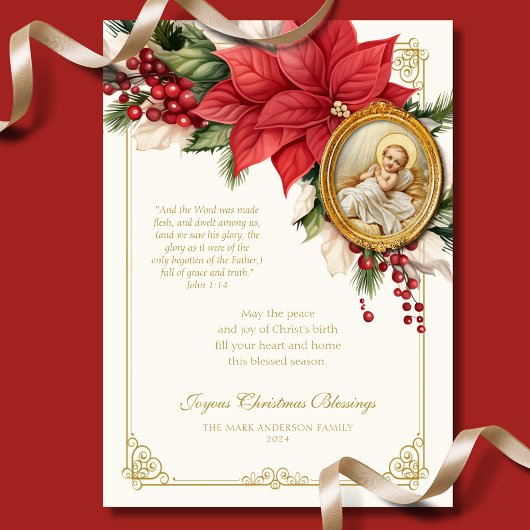 Weihnachten Poinsettia Baby Jesus