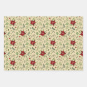 Weihnachten Poinsettia Blume Kiefernzweige Geschenkpapier Set (Vorderseite 2)