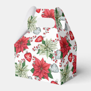 Weihnachten Poinsettia Blume und Ornamente Geschenkschachtel