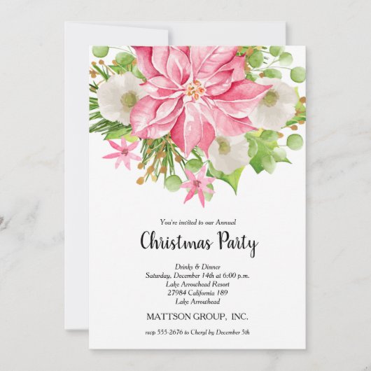 Weihnachten Poinsettia Blumenurlaub Einladungen (Vorderseite)