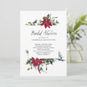 Weihnachten-Poinsettia-Brautparty Einladung (Stehend Vorderseite)