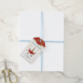 Weihnachten Poinsettia Einicorn mit grünem Schrift Geschenkanhänger (Mit Garn)
