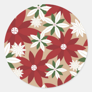 Weihnachten Poinsettia Hintergrund Runder Aufkleber