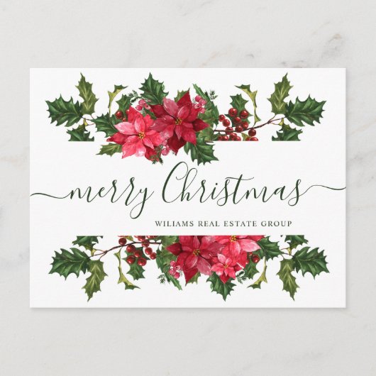 Weihnachten Poinsettia Holiday Corporate Gruß Postkarte (Vorderseite)