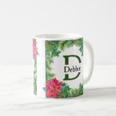 Weihnachten Poinsettia Holiday Editable Name Initi Kaffeetasse (VorderseiteRechts)