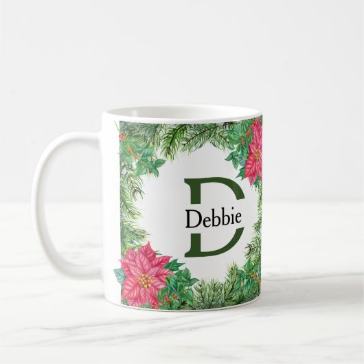 Weihnachten Poinsettia Holiday Editable Name Initi Kaffeetasse (Links)