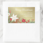 Weihnachten Poinsettia Imitate Gold Foil Rücksende Rechteckiger Aufkleber (Tasche)