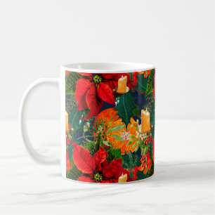Weihnachten, Poinsettia, Kerzen, Feste,   Kaffeetasse