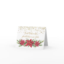 Weihnachten, Poinsettia, Kiefer, Goldkonfetti