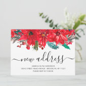 Weihnachten Poinsettia New Address Holiday Moving Ankündigung (Stehend Vorderseite)