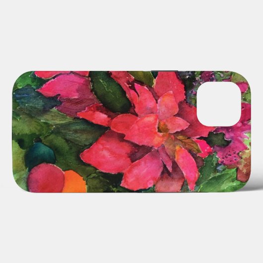 Weihnachten Poinsettia Original Aquarellmalerei Case-Mate iPhone Hülle (Rückseite (Horizontal))
