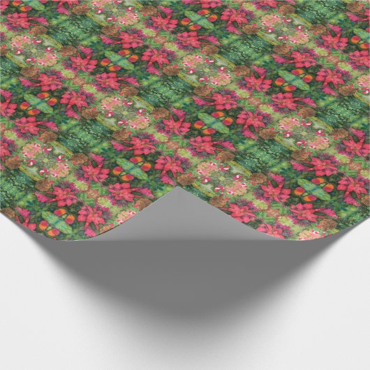 Weihnachten Poinsettia Original Aquarellmalerei Geschenkpapier (Ecke)