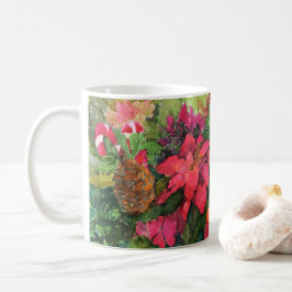 Weihnachten Poinsettia Original Aquarellmalerei Kaffeetasse