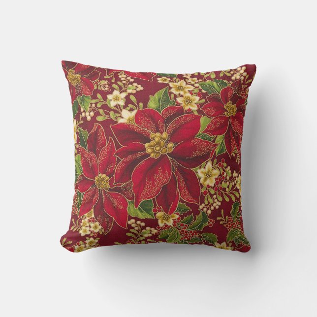 Weihnachten Poinsettia Pillow! Kissen (Vorderseite)