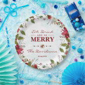 Weihnachten Poinsettia Rahmen trinken und fröhlich Pappteller (Party)