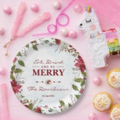 Weihnachten Poinsettia Rahmen trinken und fröhlich Pappteller (Party)