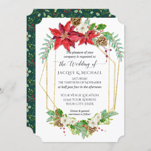 Weihnachten Poinsettia Red Gold Terrarium Einladung