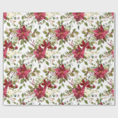 Weihnachten Poinsettia Rote Elegante Geschenkpapier (Flach)