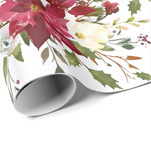 Weihnachten Poinsettia Rote Elegante Geschenkpapier (Rolleneckpunkt)
