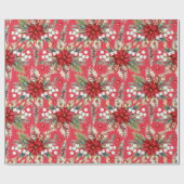 Weihnachten Poinsettia Rote Grüne Klassische Elega Geschenkpapier (Flach)
