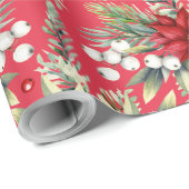 Weihnachten Poinsettia Rote Grüne Klassische Elega Geschenkpapier (Rolleneckpunkt)