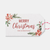 Weihnachten Poinsettia Wasserfarbe Botanisch Geschenkanhänger (Vorderseite (Horizontal))