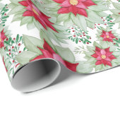 Weihnachten Poinsettia Wasserfarbe Handgemalt Geschenkpapier (Rolleneckpunkt)