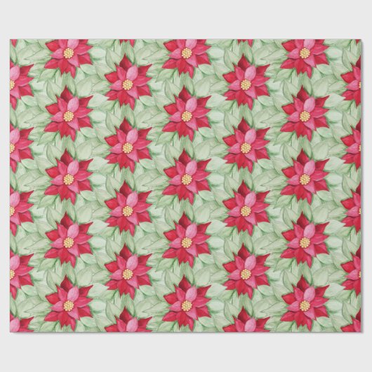Weihnachten Poinsettia Wasserfarbe Handgemalt Geschenkpapier (Flach)