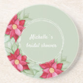 Weihnachten Poinsettia Wasserfarbe Handgemalt Getränkeuntersetzer (Vorne)