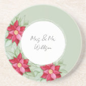 Weihnachten Poinsettia Wasserfarbe Handgemalt Getränkeuntersetzer (Vorne)