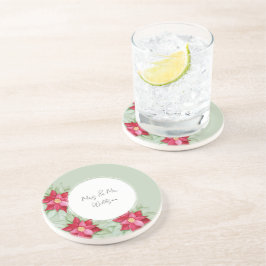 Weihnachten Poinsettia Wasserfarbe Handgemalt Getränkeuntersetzer