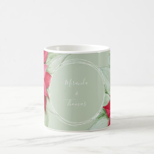Weihnachten Poinsettia Wasserfarbe Handgemalt Kaffeetasse (Mittel)