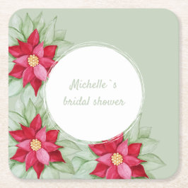 Weihnachten Poinsettia Wasserfarbe Handgemalt Rechteckiger Pappuntersetzer