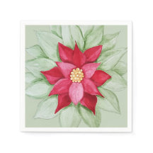 Weihnachten Poinsettia Wasserfarbe Handgemalt