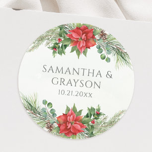 Weihnachten Poinsettia Winter Botanische Vegetatio Runder Aufkleber