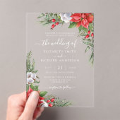Weihnachten Poinsettia Winter Greenerity Wedding Acryleinladungen (Insitu (Handheld))