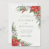 Weihnachten Poinsettia Winter Greenery Botanisch Save The Date (Vorderseite)