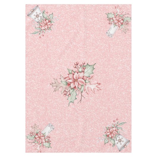 Weihnachten Poinsettias auf einem rosa Glitzer Hin Tischdecke (Vorderseite)