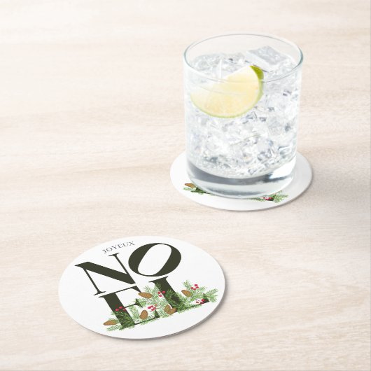 WEIHNACHTEN Pop Letter Art Inspiriert Weihnachten Runder Pappuntersetzer (Vor Ort)