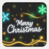 Weihnachten Populäre Neon Holiday Collection Quadratischer Aufkleber (Vorderseite)