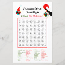 Weihnachten Portugiesische Word Suche Puzzle für K