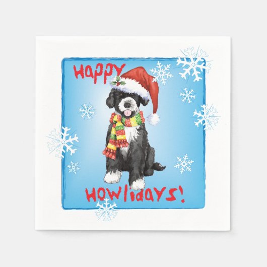 Weihnachten Portugiesischer Wasserhund Serviette (Vorderseite)