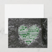 Weihnachten Postkarte Grünes Herz Happy Urlaub (Vorne/Hinten)