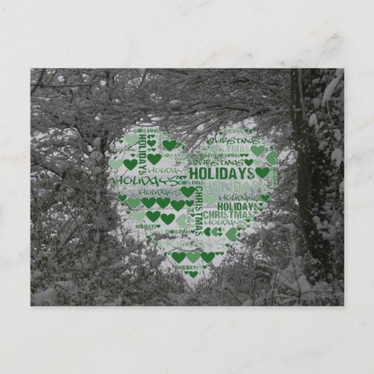 Weihnachten Postkarte Grünes Herz Happy Urlaub (Vorderseite)