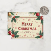 Weihnachten Postkarte mit Holly & Snowflakes (Vorderseite/Rückseite Beispiel)
